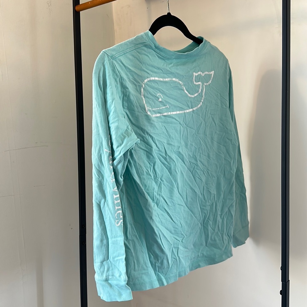 kids, large, teal vineyard vines logo tee